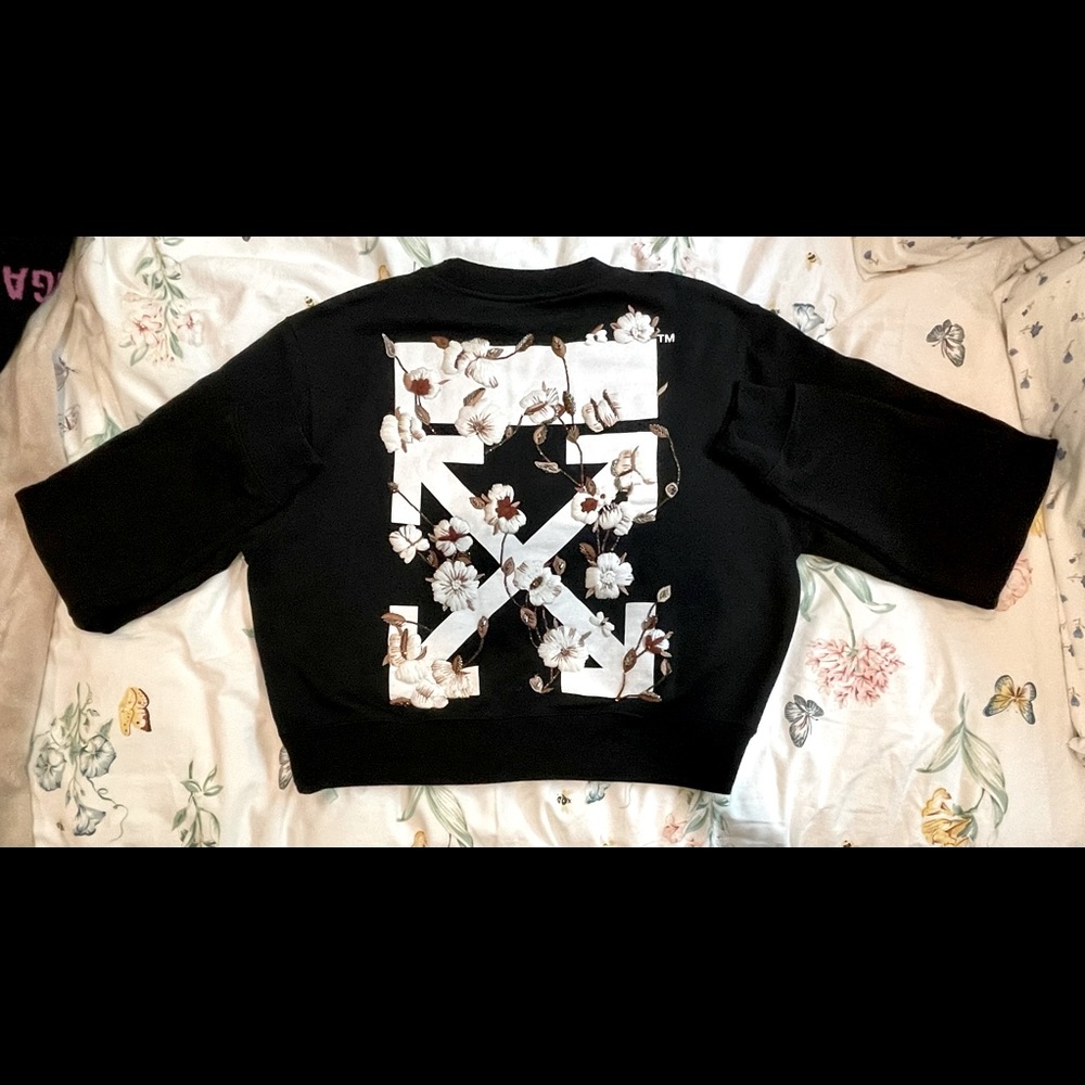 Sold out black Off white Virgil abloh embroidered design “buy more flowers.”